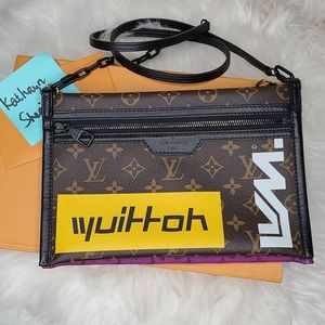 LOUIS VUITTON DOUBLE FLAT MESSENGER MONO PURPLE